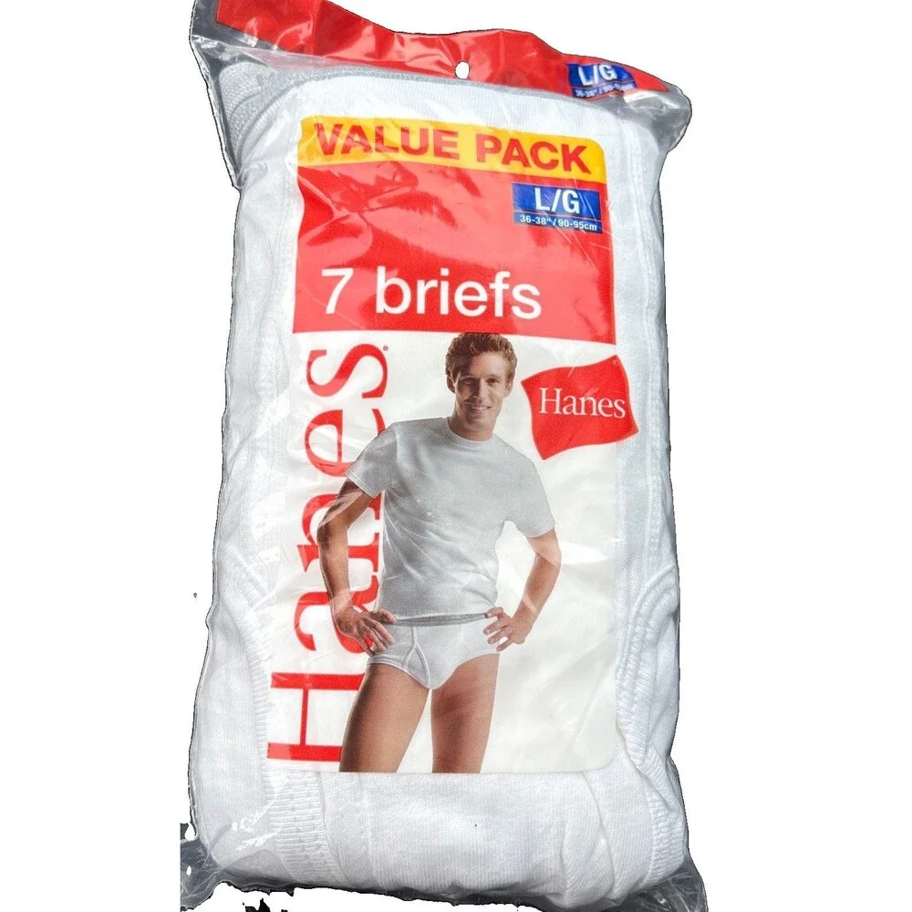 Hanes 7 Pack White Cotton Briefs Mens Underwear 2007 36-38 Vintage NWT